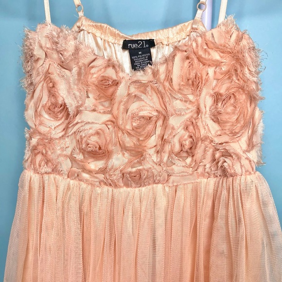Rue21 Pink Ruffle Tulle Dress w/ Roses - Picture 3 of 8